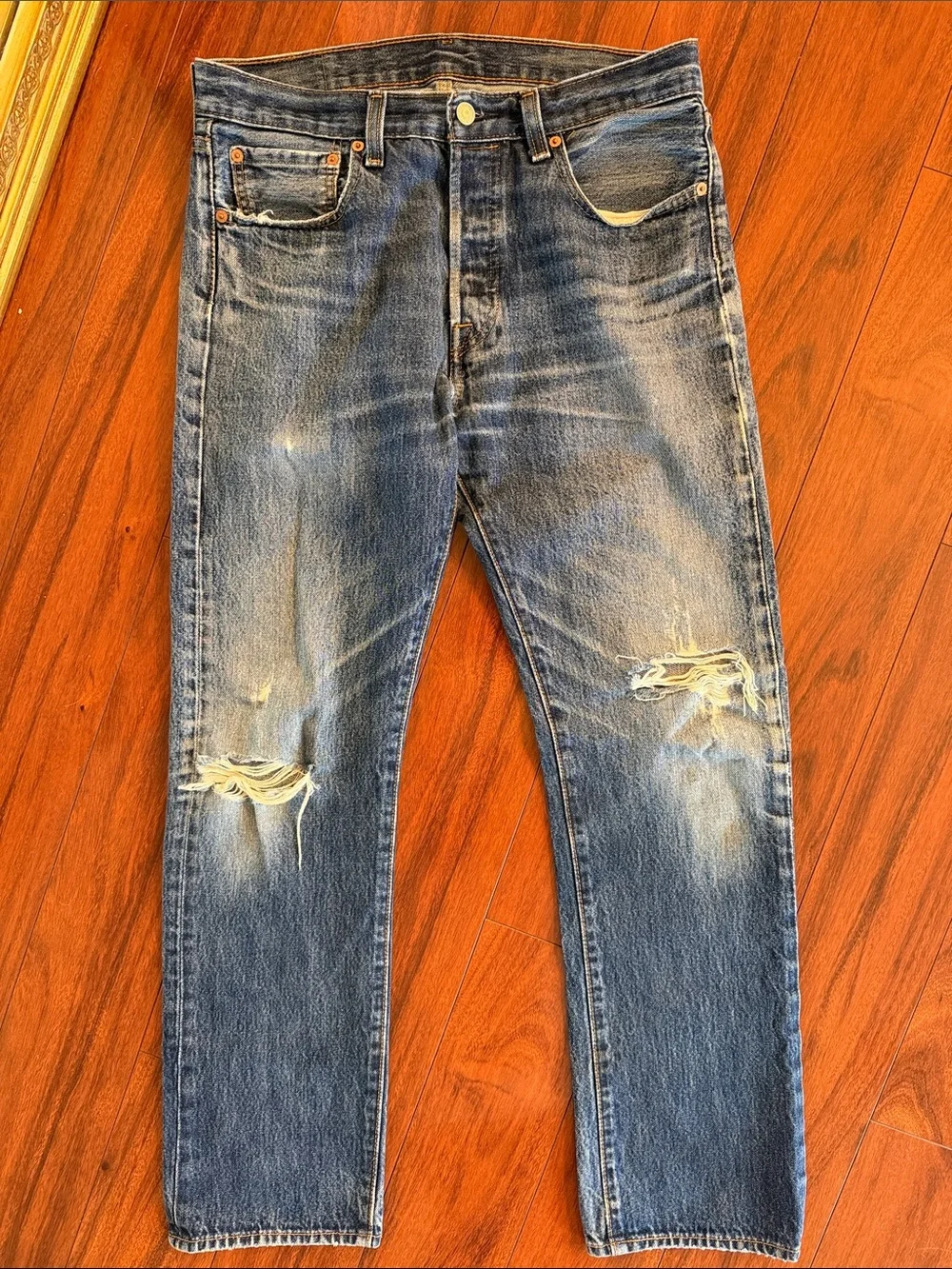 Levi's 501 Straight Jeans with Distress